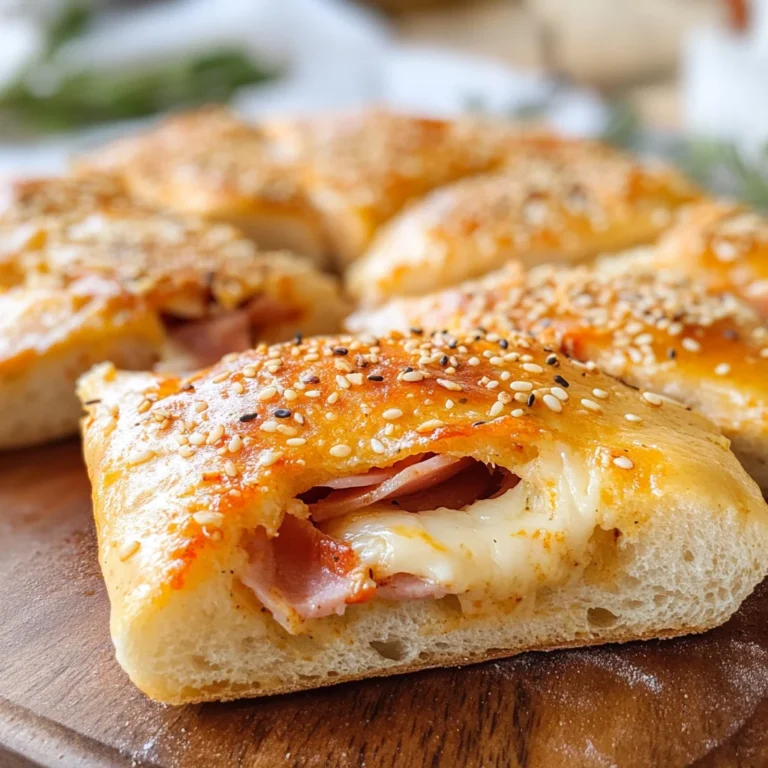 Focaccia con prosciutto di pollo e formaggio