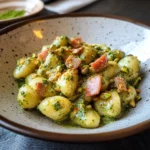 Gnocchi con pistacchio e guanciale