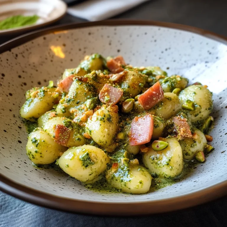 Gnocchi con pistacchio e guanciale