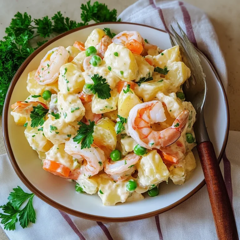 Insalata di patate con totani e gamberi