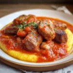 Polenta al sugo con salsiccia e costine