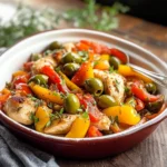 Pollo con peperoni e olive