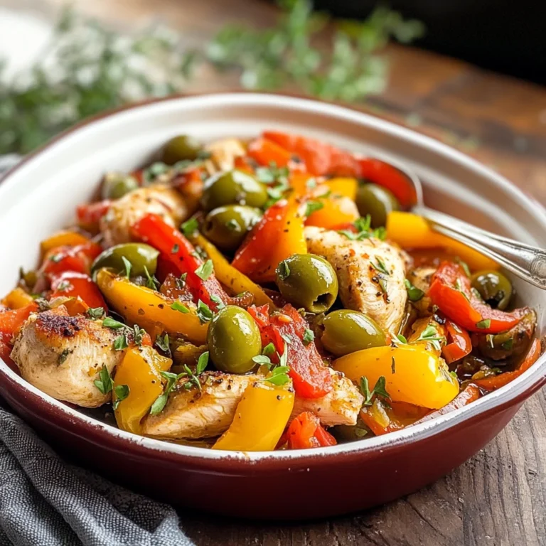 Pollo con peperoni e olive