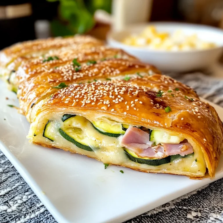 Strudel salato zucchine e prosciutto di pollo
